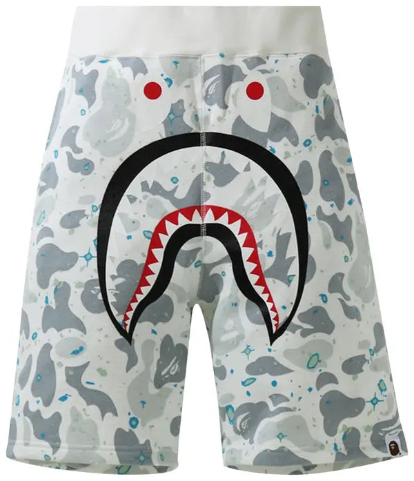 BAPE Space Camo Shark Sweat Shorts 'White'